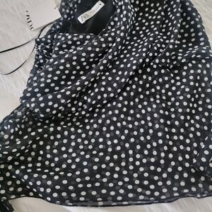 Zara polka dot top one shoulder